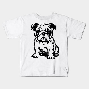 Stick figure bulldog in black ink Kids T-Shirt